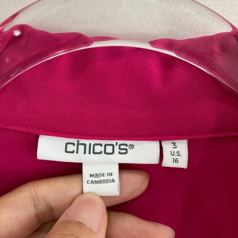 Chico's size 16 Pink Zenergy UPF‎ 50 Sun Protection Neema Lattice Jacket Active